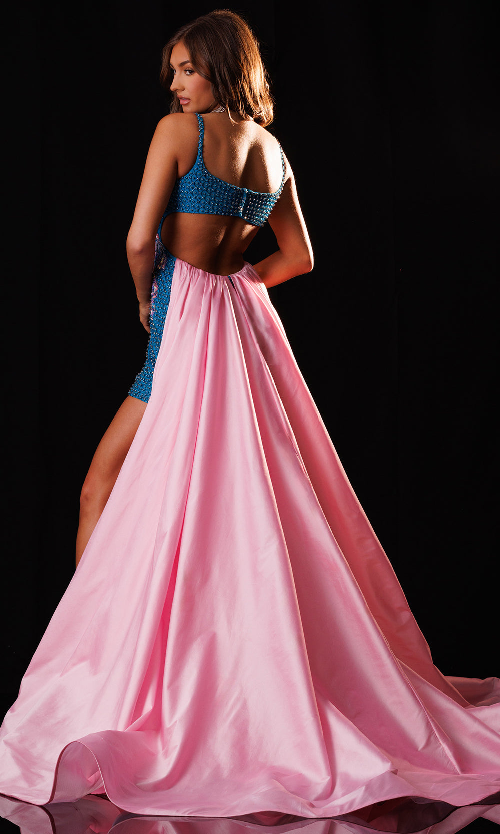 Rachel Allan 50426 - Scoop Beaded Lattice Dress with Overskirt Prom Dresses in Blue Pink   