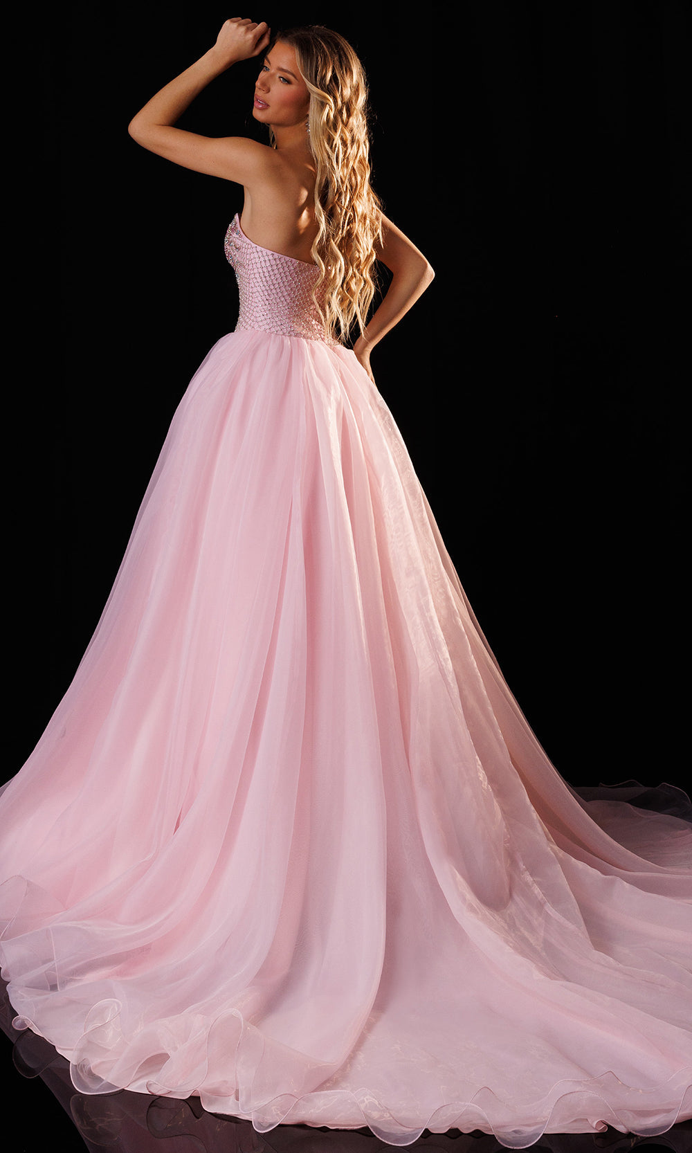 Rachel Allan 50428 - Plunging Sweetheart Layered Organza Gown Prom Dresses in Pink    