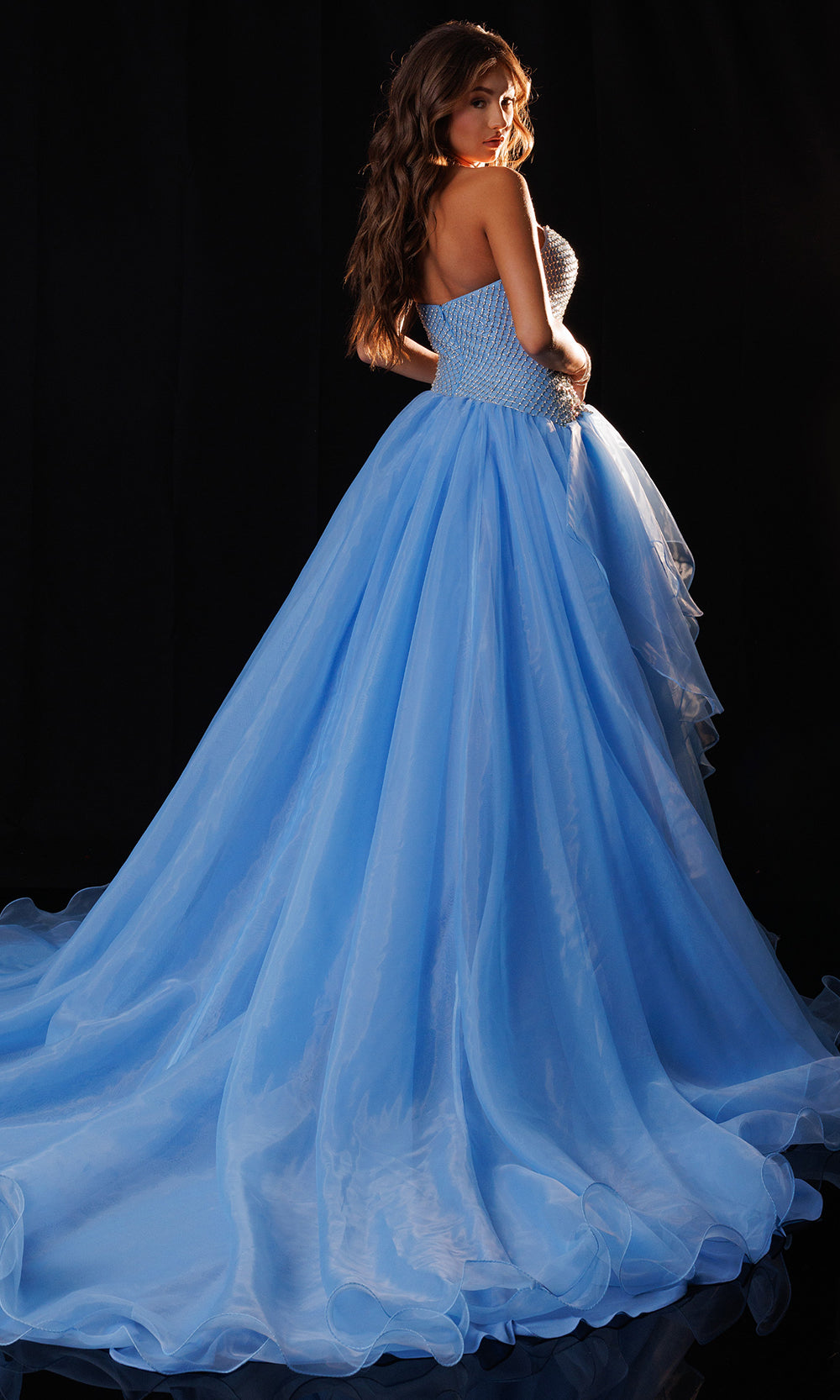 Rachel Allan 50428 - Plunging Sweetheart Layered Organza Gown Prom Dresses in Blue    
