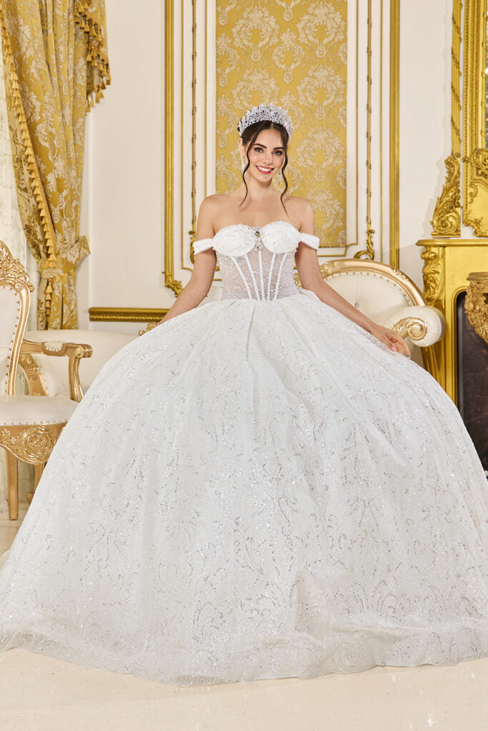 Dancing Queen 5043 - Beaded Off Shoulder Pleated Ballgown