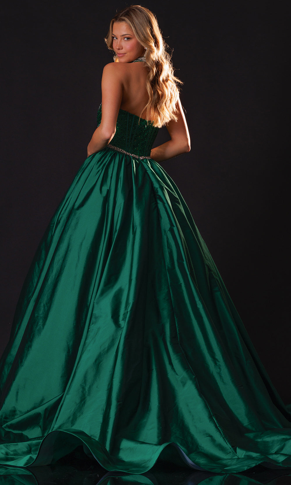 Rachel Allan 50439 - Strapless Crystal Applique Ballgown Ball Gowns in Green    