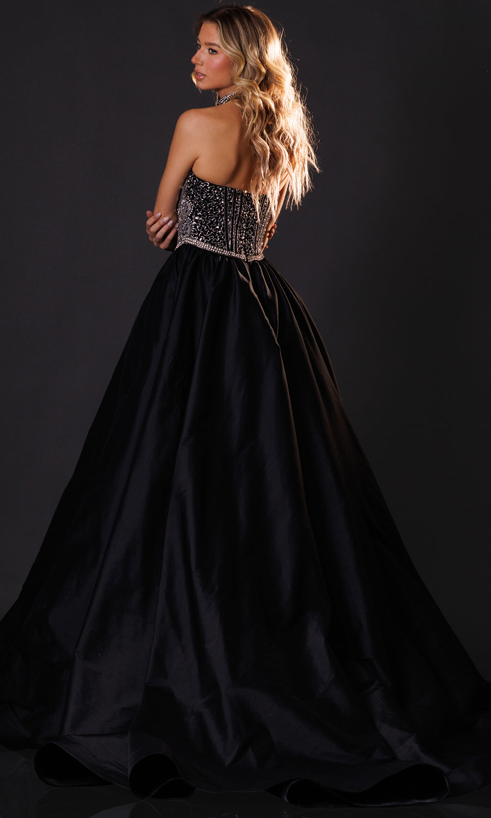 Rachel Allan 50439 - Strapless Crystal Applique Ballgown Ball Gowns in Black    