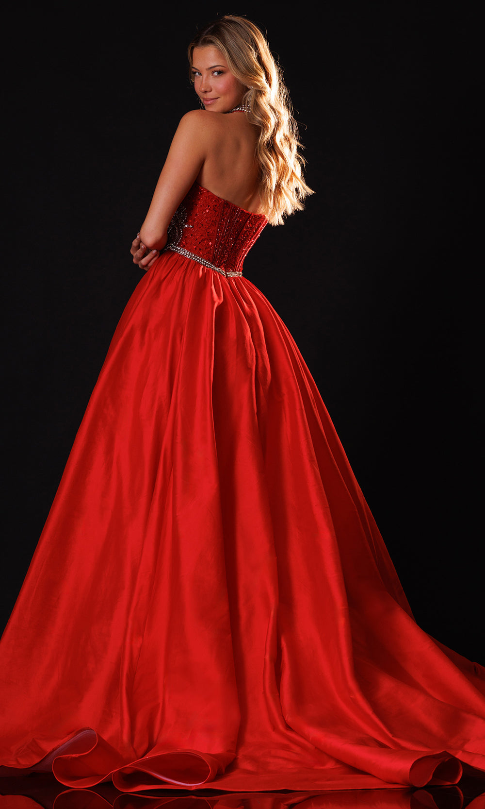 Rachel Allan 50439 - Strapless Crystal Applique Ballgown Ball Gowns in Red    