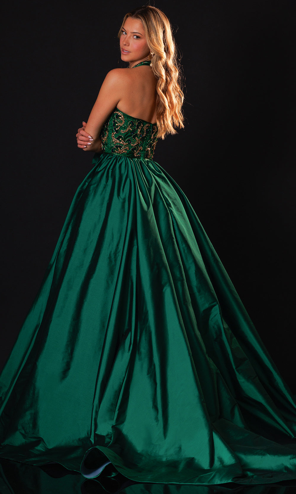 Rachel Allan 50439 - Strapless Crystal Applique Ballgown Ball Gowns in Green    