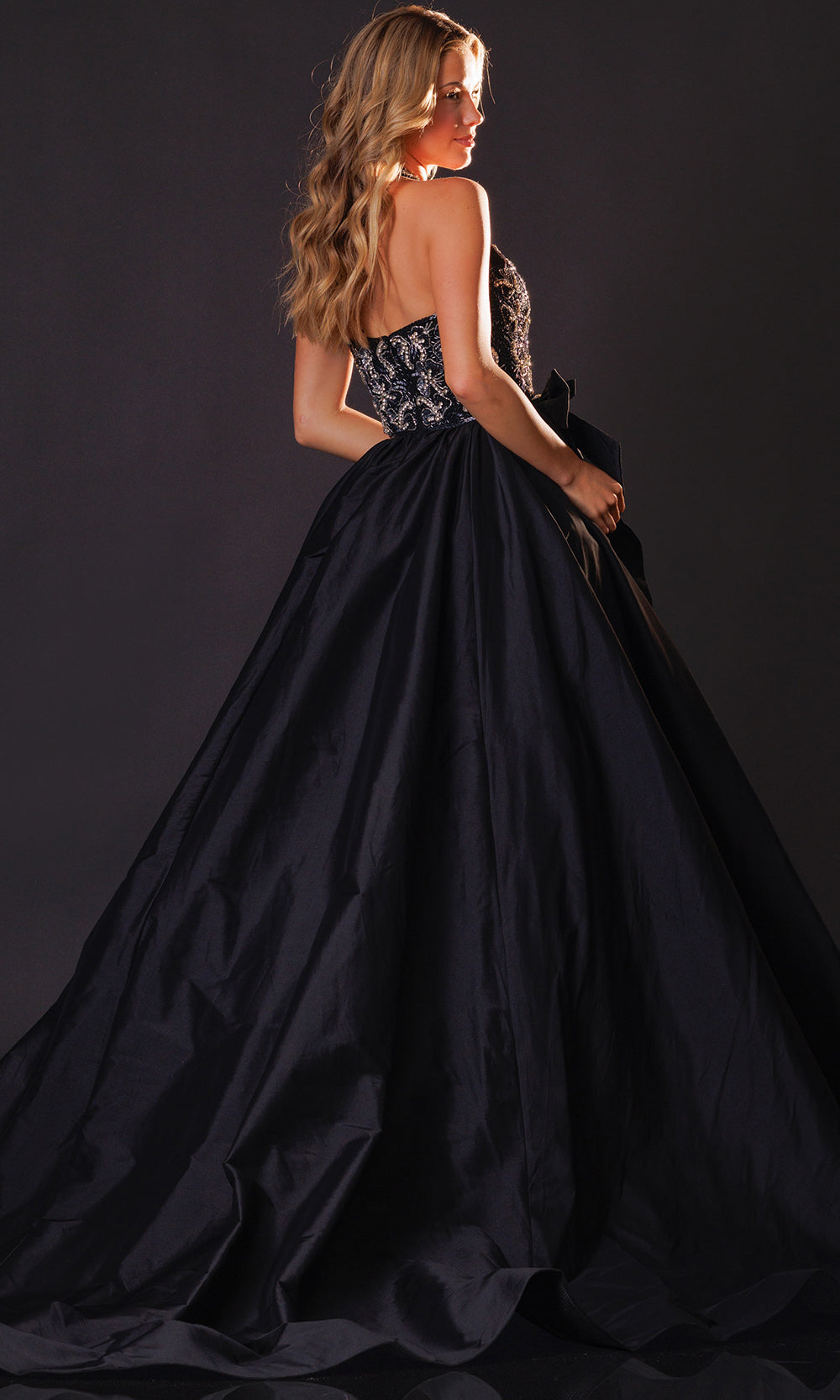 Rachel Allan 50447 - Beaded Applique Sleeveless Halter Ballgown Ball Gowns in Black    
