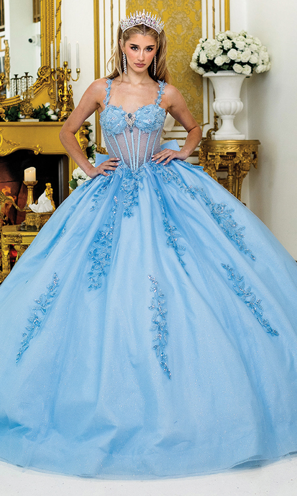 Dancing Queen 5046 - Floral Embroidered Princess Ballgown Quinceanera Dresses