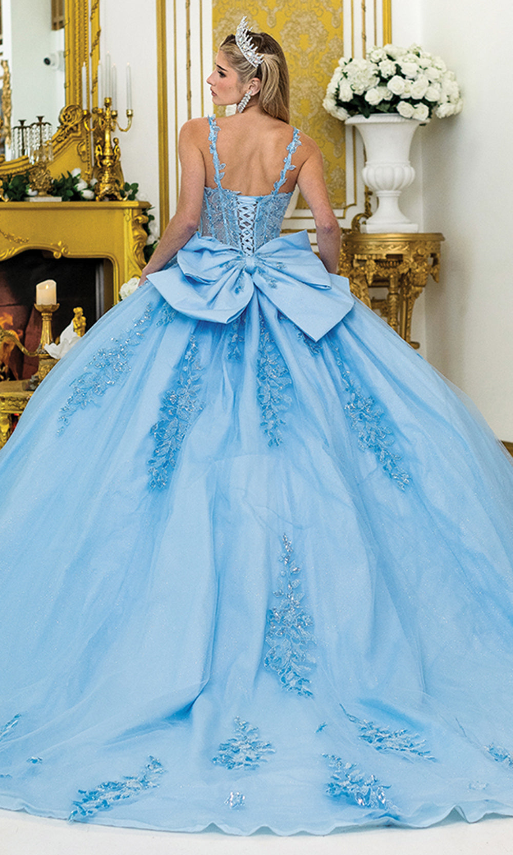 Dancing Queen 5046 - Floral Embroidered Princess Ballgown Quinceanera Dresses