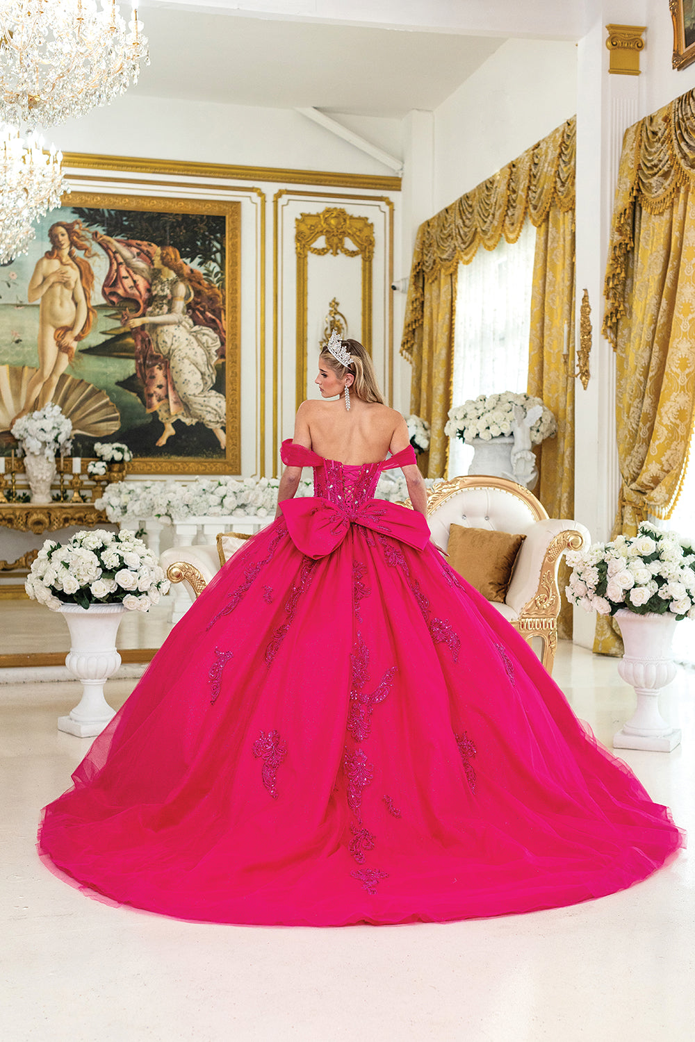 Dancing Queen 5048 - Beaded Jewel Accent Ballgown In Pink