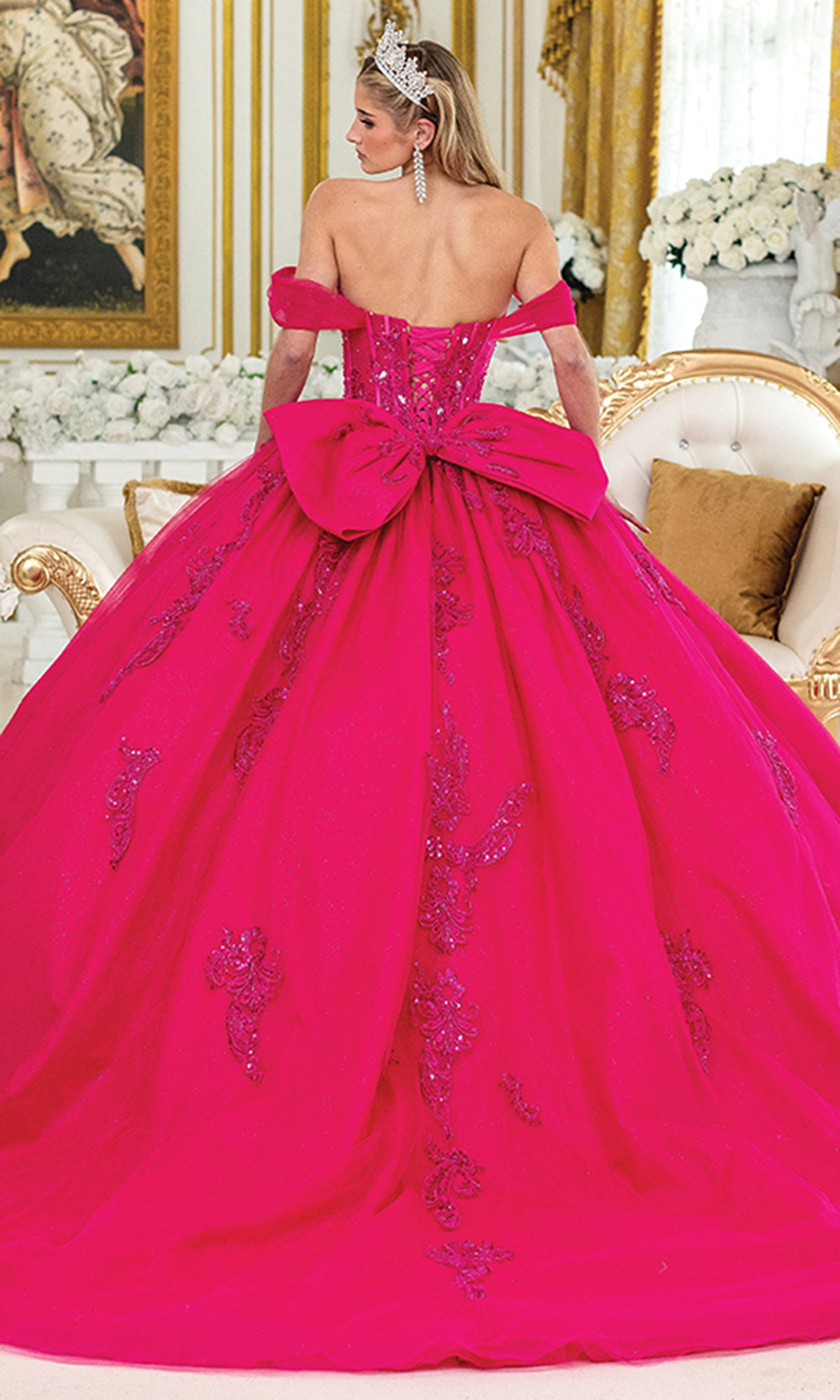 Dancing Queen 5048 - Off-Shoulder Jewel Accent Ballgown Quinceanera Dresses
