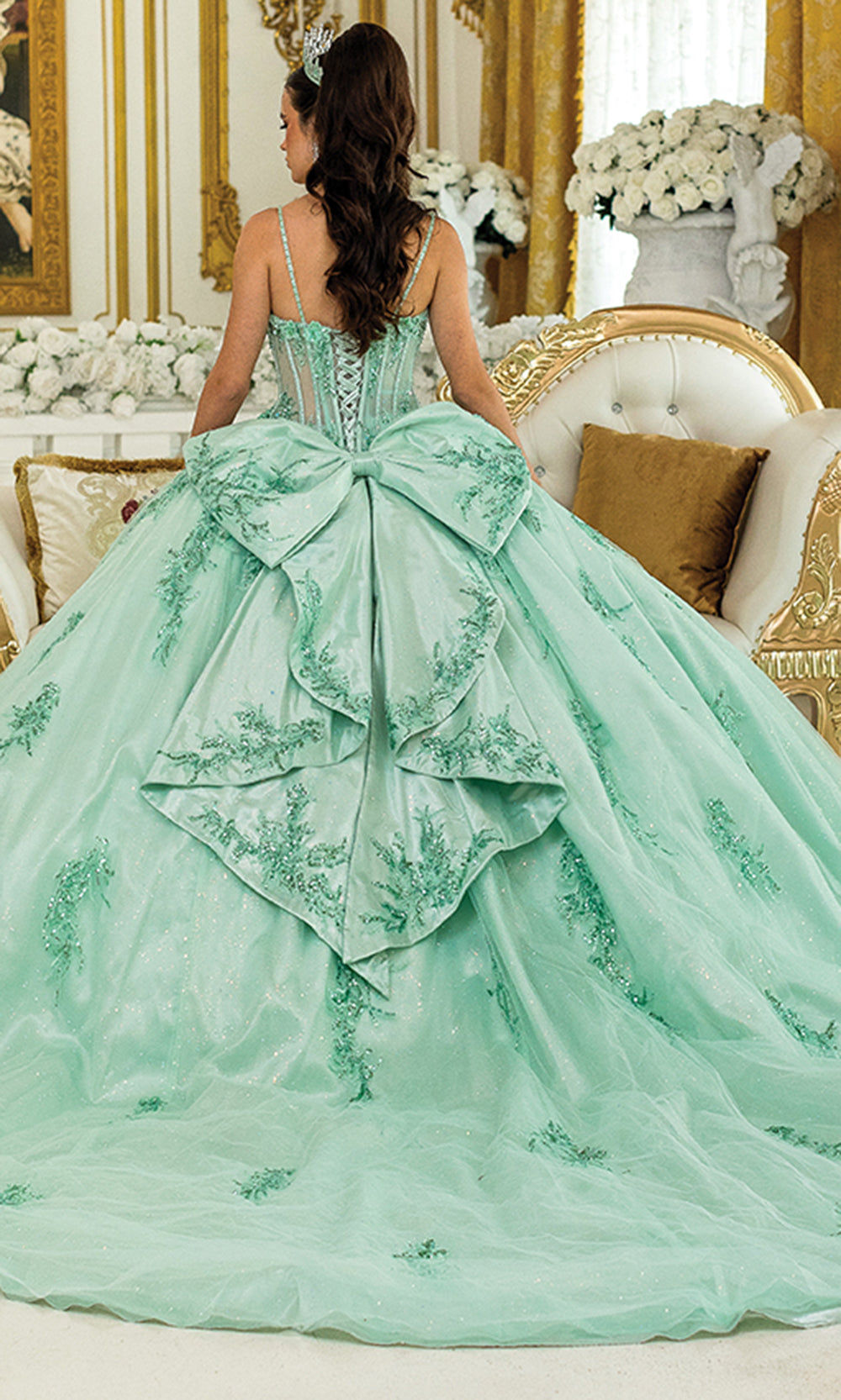 Dancing Queen 5049 - Floral Embroidered Corset Ballgown Quinceanera Dresses