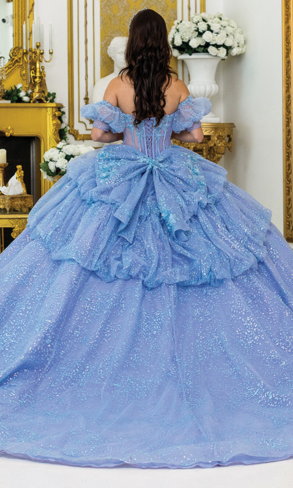 Dancing Queen 5050 - Layered Peplum Glitter Ballgown Quinceanera Dresses