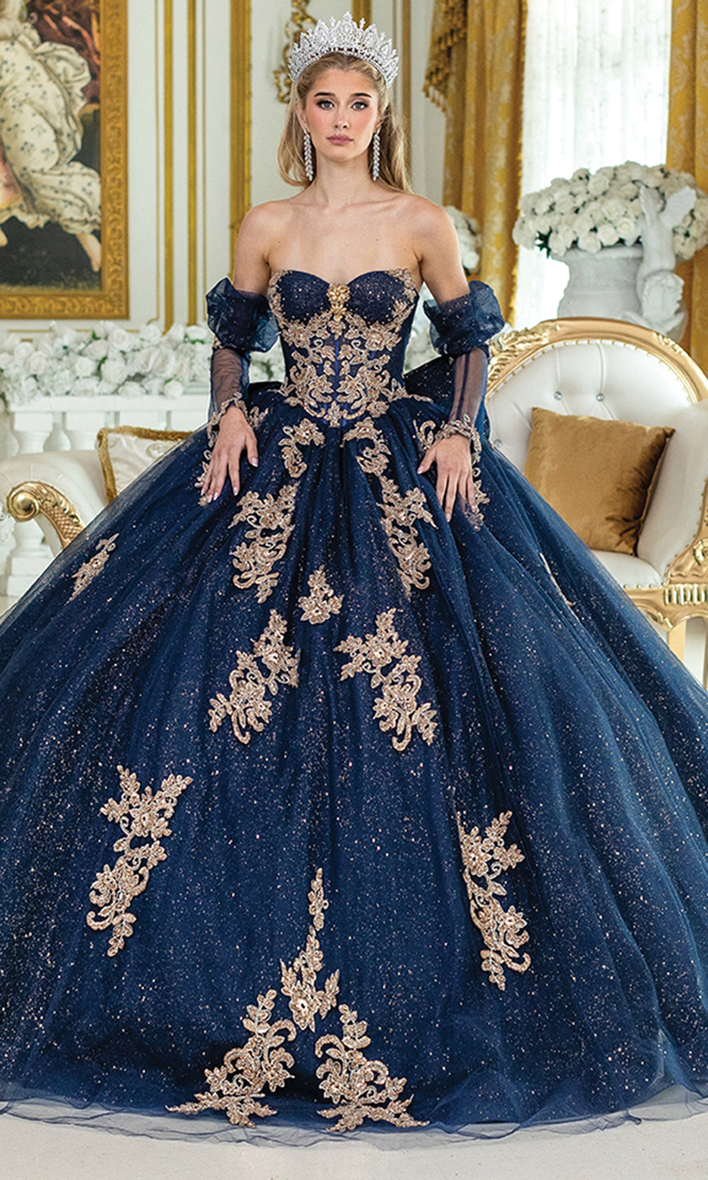 Dancing Queen 5051 - Sweetheart Basque Ballgown with Detachable Sleeves Ball Gowns