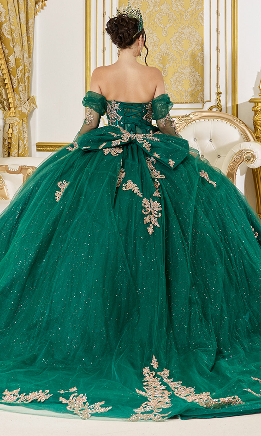 Dancing Queen 5051 - Sweetheart Basque Ballgown with Detachable Sleeves Ball Gowns in Green 