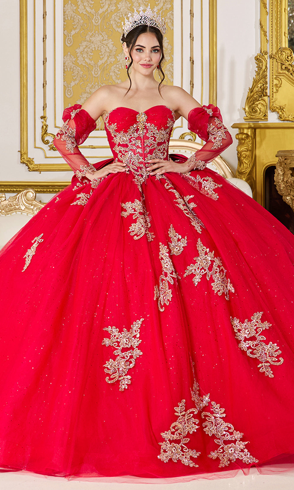 Dancing Queen 5051 - Sweetheart Basque Ballgown with Detachable Sleeves Ball Gowns