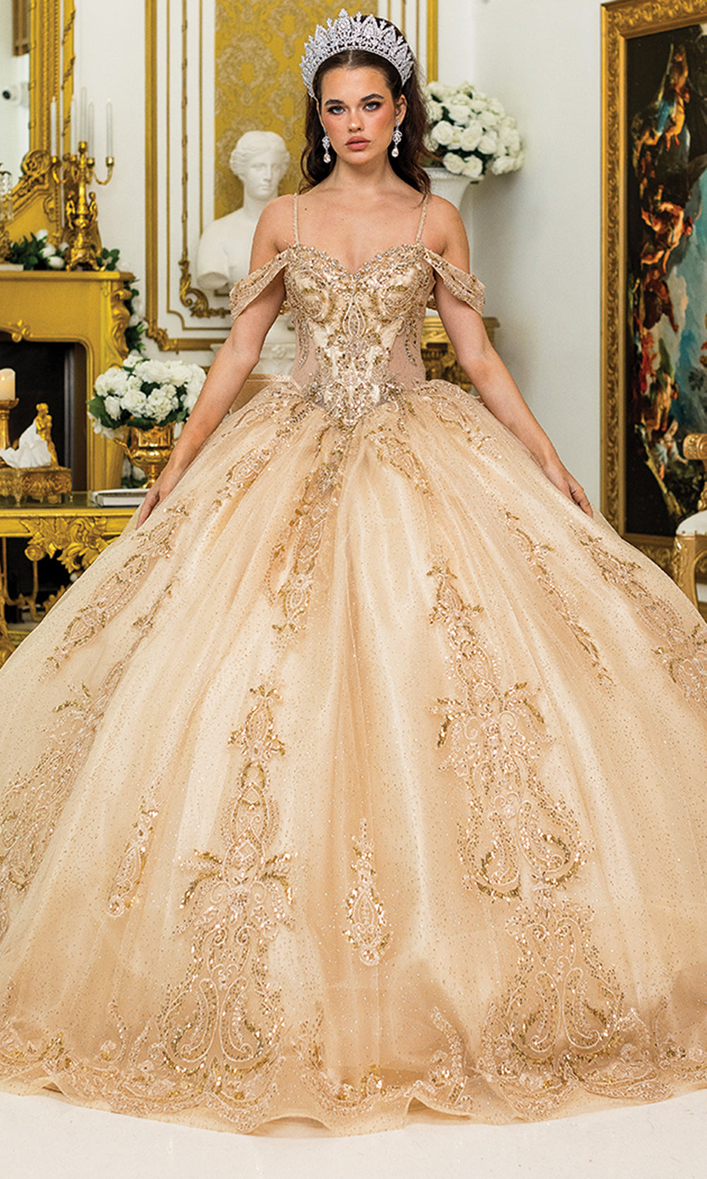 Dancing Queen 5052 - Glitter Tulle Lace Applique Ballgown Quinceanera Dresses