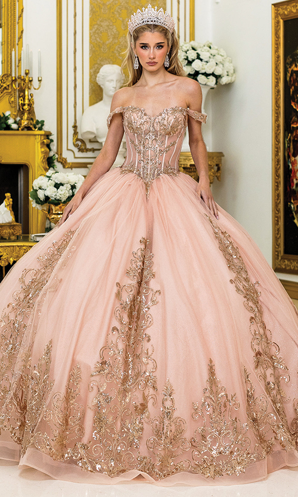 Dancing Queen 5055 - Lace Applique Off Shoulder Ballgown Quinceanera Dresses