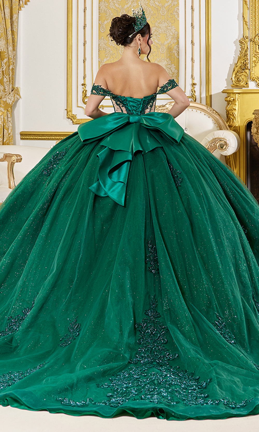Dancing Queen 5059 - Illusion Corset Lace Applique Ballgown Quinceanera Dresses