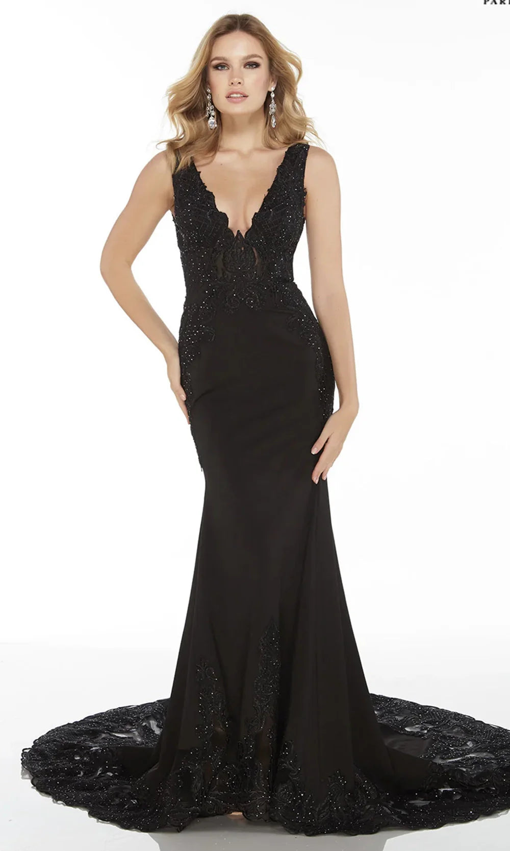 Alyce Paris 5065 - Sleeveless Mermaid Dress with Illusion Detail Evening Dresses