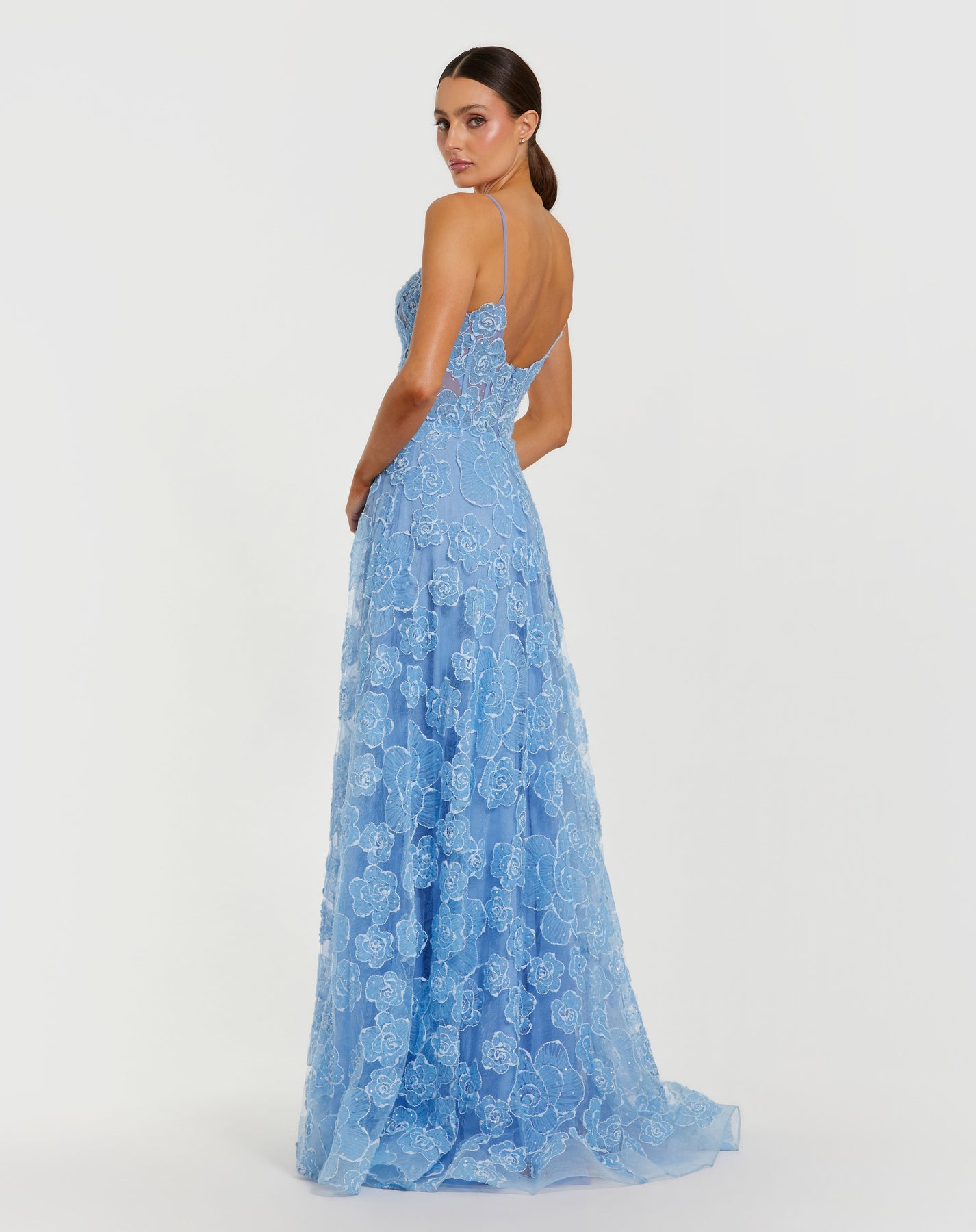 Mac Duggal 50735 - Spaghetti Strap Floral Embellished Prom Dress