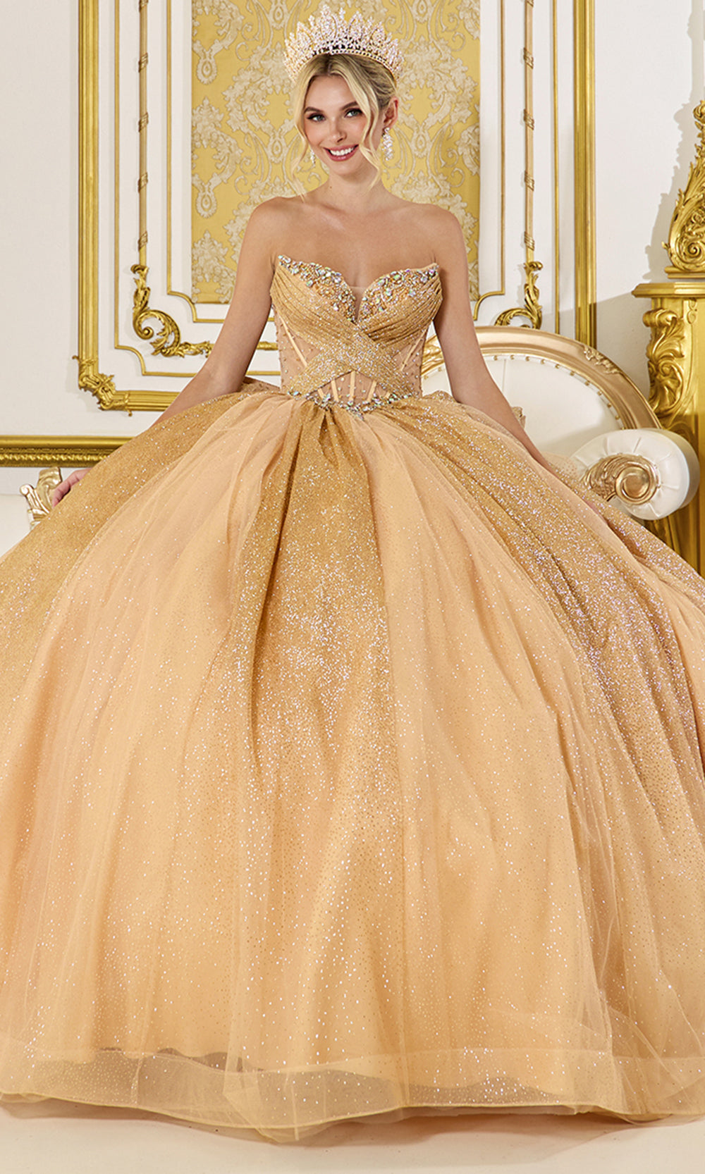 Dancing Queen 5078 - Beaded Corset Bodice Sparkling Ballgown Quinceanera Dresses