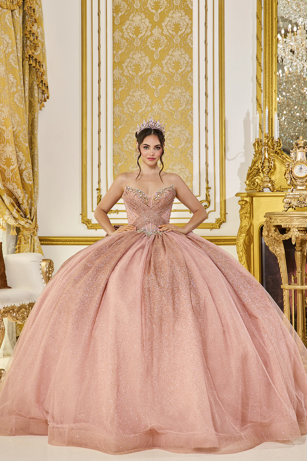 Dancing Queen 5078 - Sweetheart Embellished Quinceanera Dress In Pink