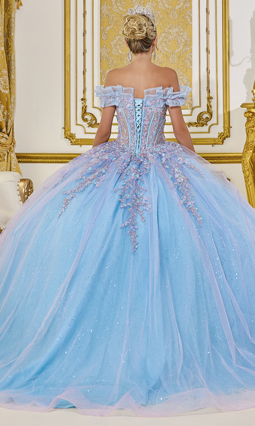 Dancing Queen 5084 - Ruffle Off?Shoulder Embroidered Corset Ballgown Quinceanera Dresses