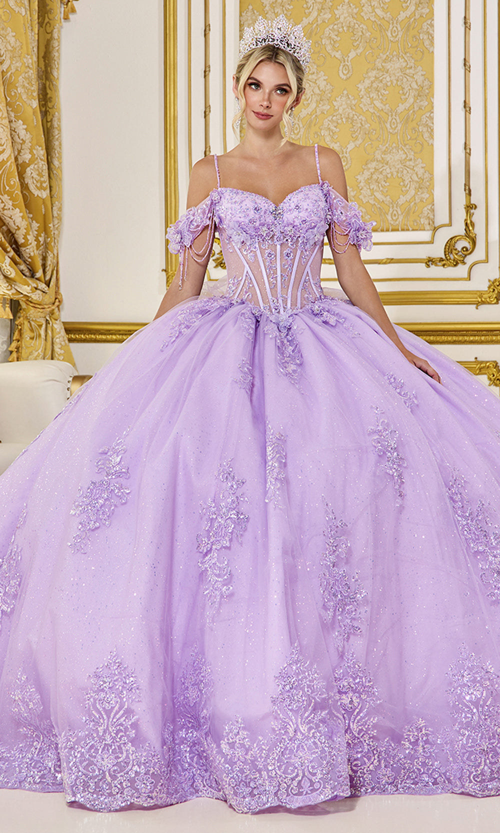 Dancing Queen 5093 - Floral Embroidered Sweetheart Ballgown Quinceanera Dresses