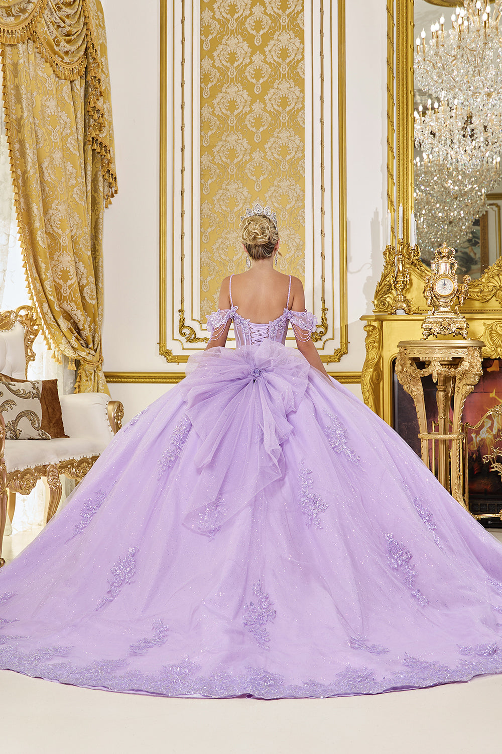 Dancing Queen 5093 - Floral Corset Lace Tulle Ballgown In Purple