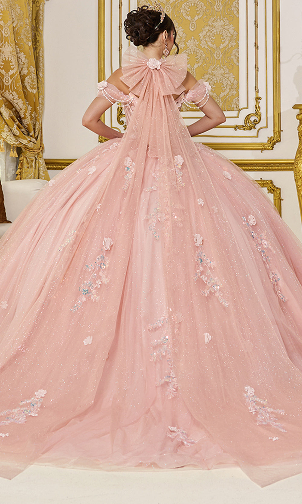 Dancing Queen 5096 - Off?Shoulder Beaded Floral Applique Ballgown Quinceanera Dresses