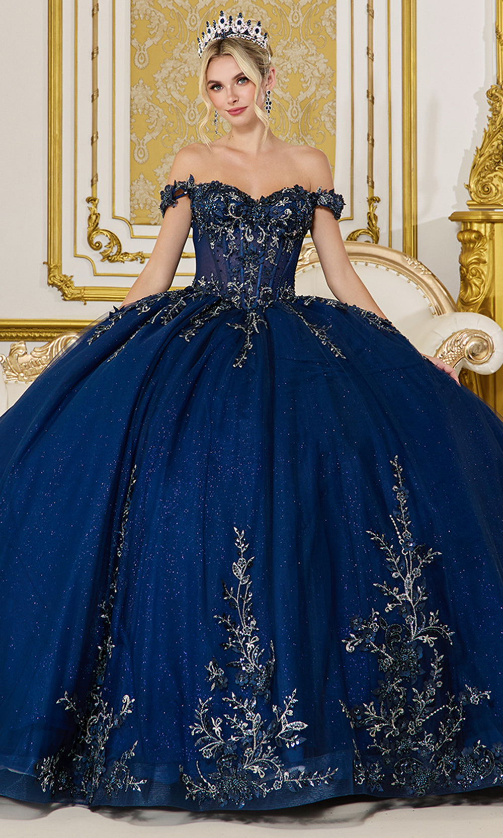 Dancing Queen 5102 - Beaded Corset Glitter Tulle Ballgown Quinceanera Dresses