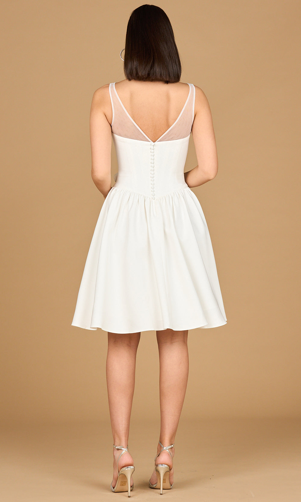 Lara Dresses 51204 - Floral Waist Knee-Length Sleeveless Dress Bridal Dresses