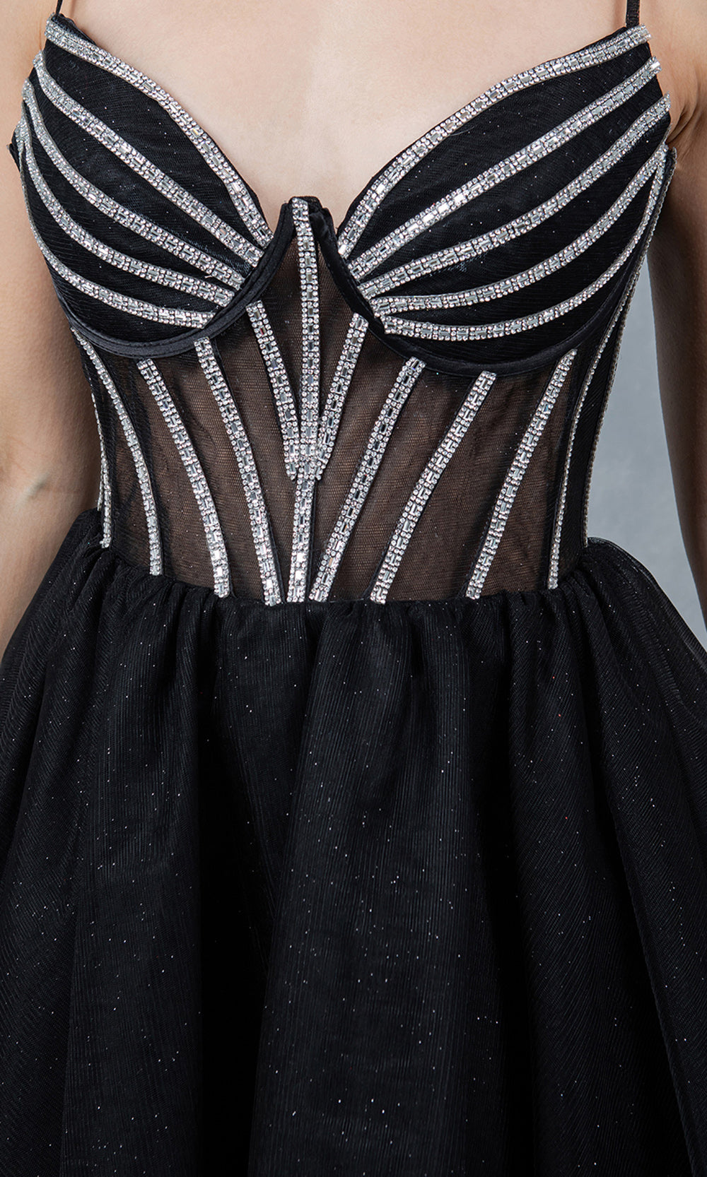 Cinderella Couture 5138J - Illusion Corset Sparkling Mini Dress Cinderella Couture 5138J - Illusion Corset Sparkling Mini Dress