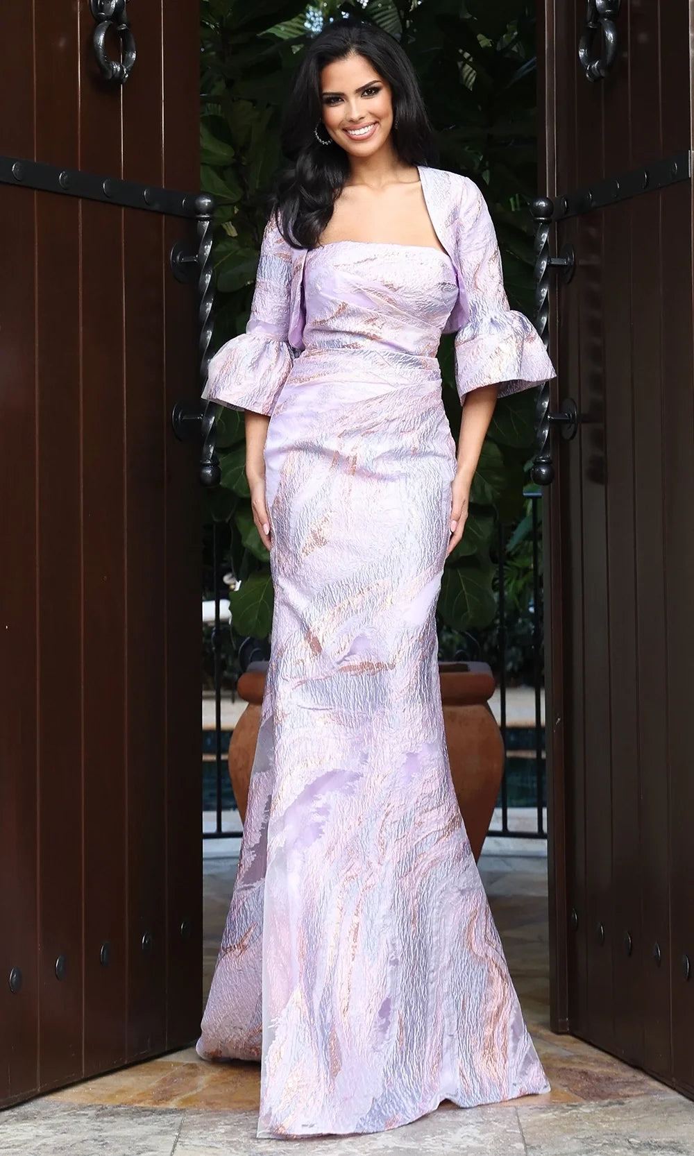Jovani 51654 - Straight Across Trumpet Gown with Jacket Special Occasion Dress In Mauve