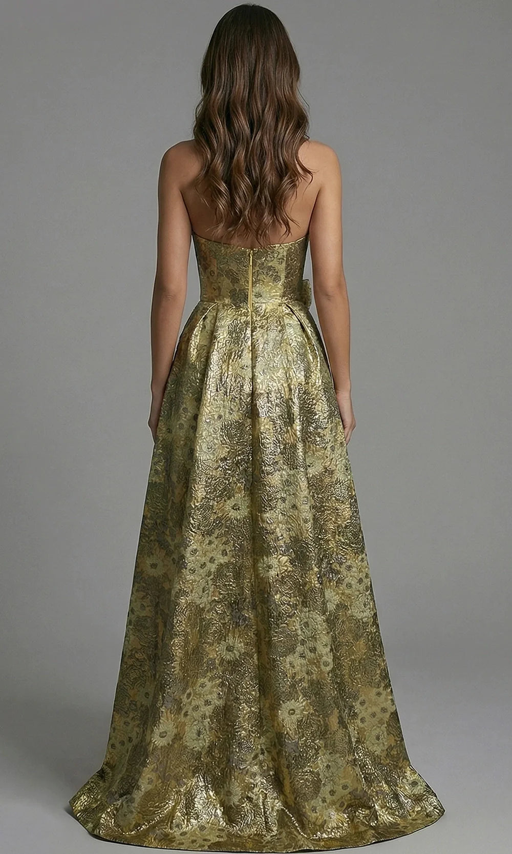 Jovani 51692 - Pleated A-Line Floral Texture Evening Gown Mother of the Bride Dress  in Yellow Multi