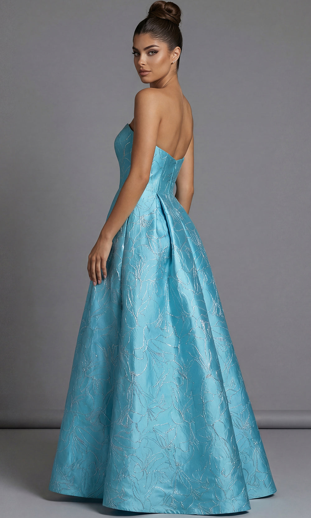 Jovani 51693 - Brocade Strapless High Low Mini Dress Special Occasion Dress In Turquoise