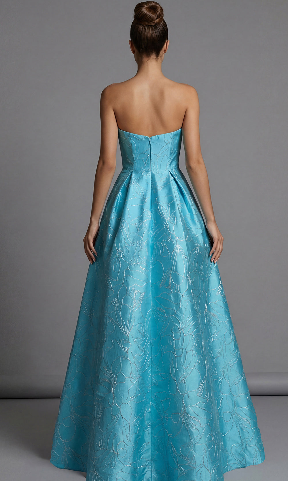 Jovani 51693 - Straight Neck Textured Dress with Overskirt Prom Dresses  in Turquoise  