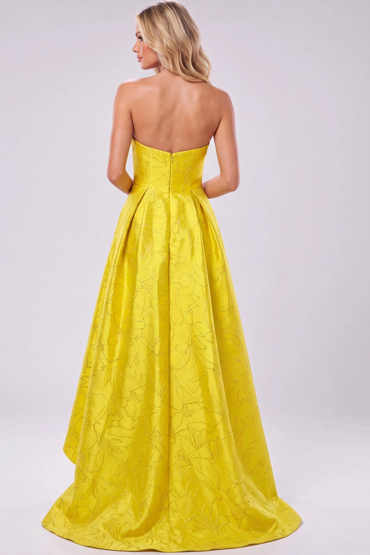 Jovani 51693 - Straight Neck Textured Dress with Overskirt