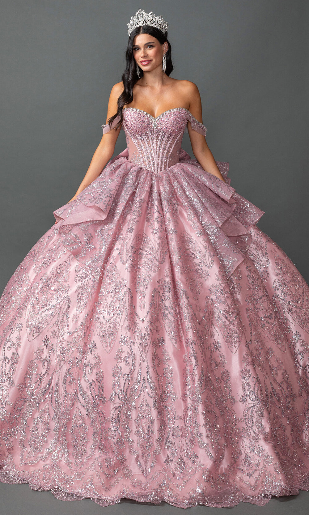 Dancing Queen 5169 - Embellished Off Shoulder Gown with Exposed Boning Quinceanera Dresses