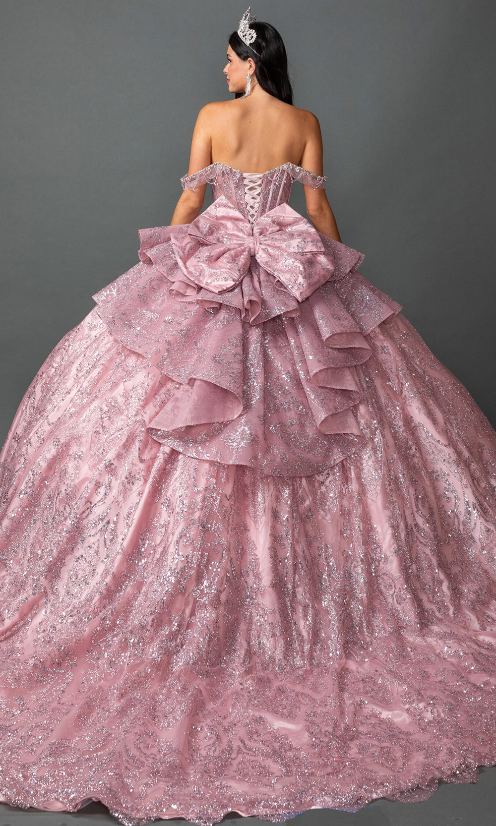 Dancing Queen 5169 - Embellished Off Shoulder Gown with Exposed Boning Quinceanera Dresses