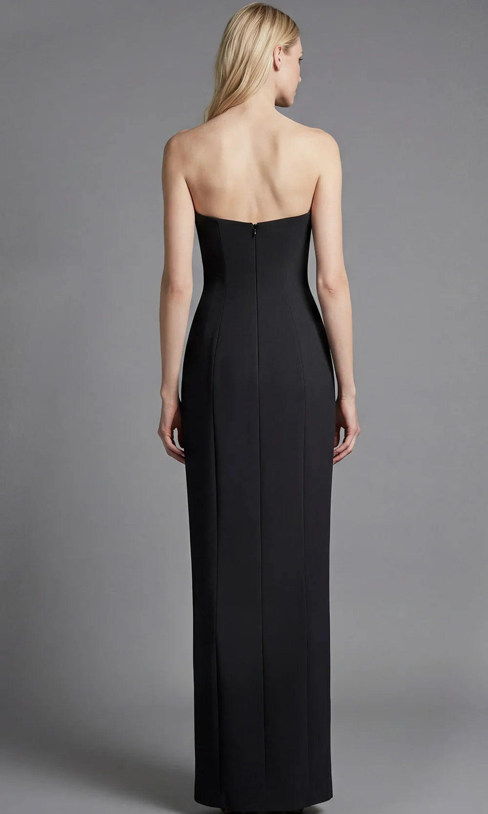 Jovani 51704 - High Slit Straight Neckline Crepe Gown Evening Dresses  in Black  