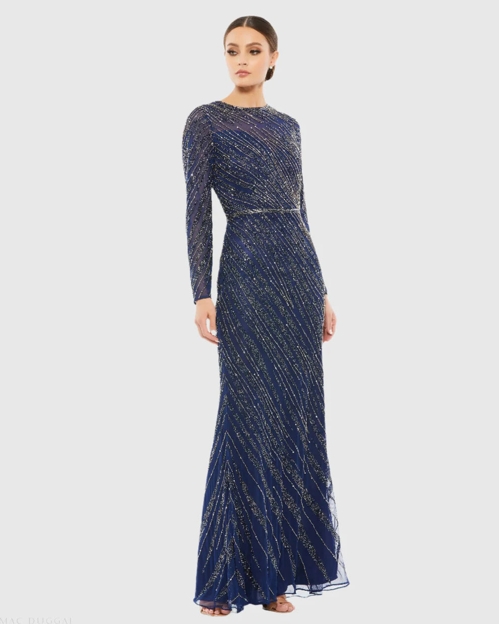 Mac Duggal - 5240 Bateau Long Sleeve Evening Dress