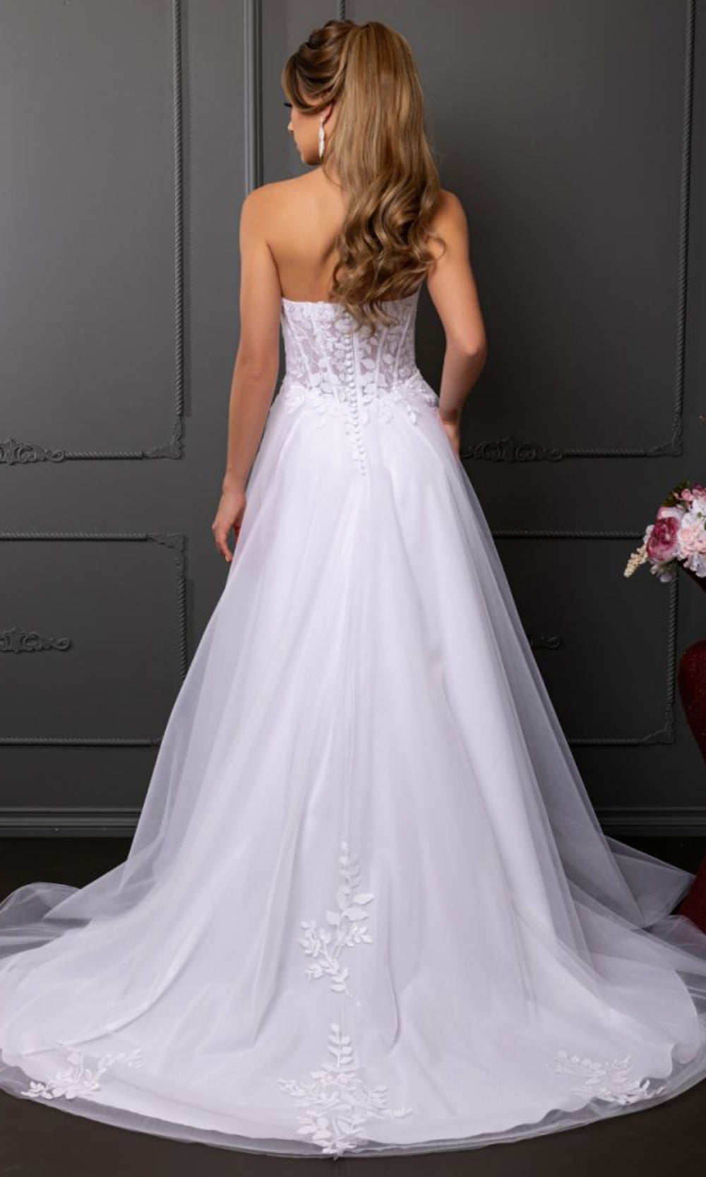 May Queen RQ8274 - Illusion Neckline Embroidered Wedding Dress Wedding Dresses in White 