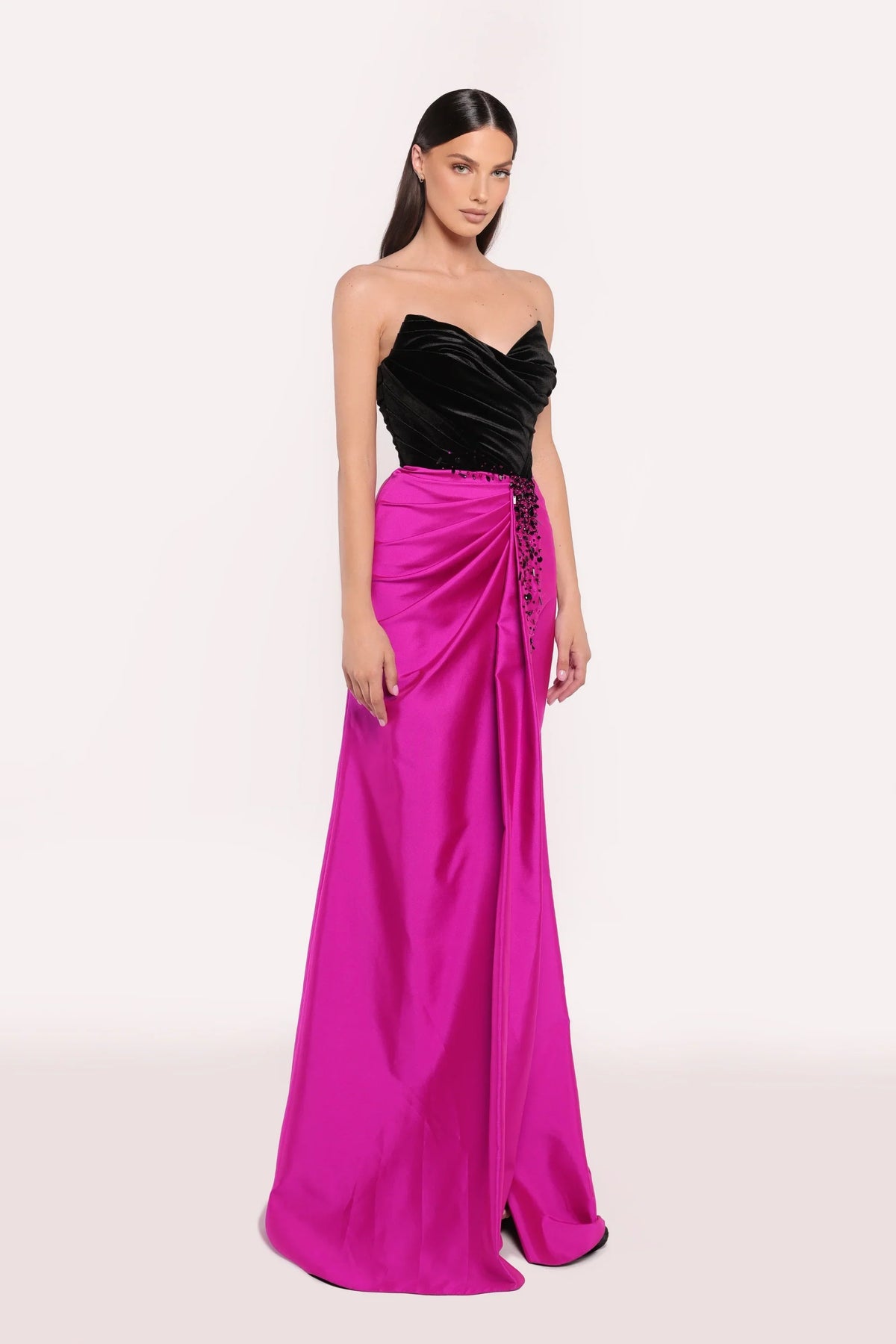 Tarik Ediz 98793 - Strapless V Neck Velvet Gown