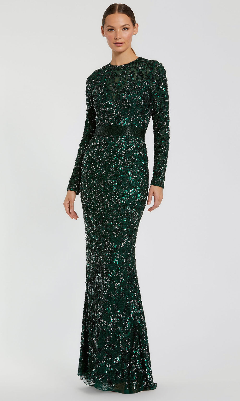 Mac Duggal 5453 - High Neck Beaded Waist Evening Gown Mother of the Bride Dresses