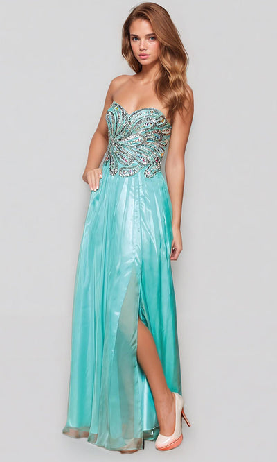 Juliet Dresses 548 - Strapless A-line Gown with Beaded Bodice Formal Gowns