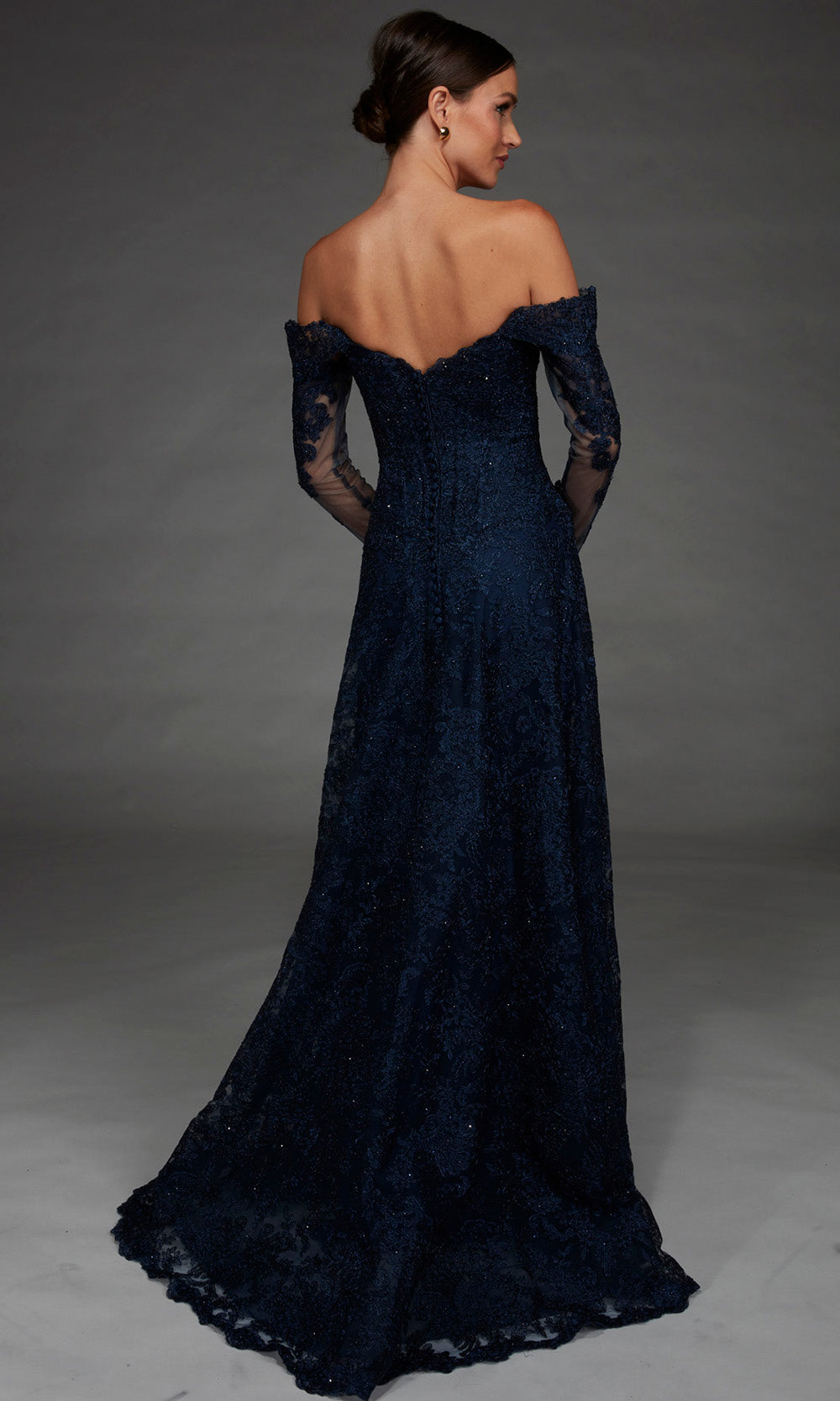 Alyce Paris 55012 - Embroidered Applique Detachable Sleeve Tulle Gown Mother of the Bride Dresses in Blue  