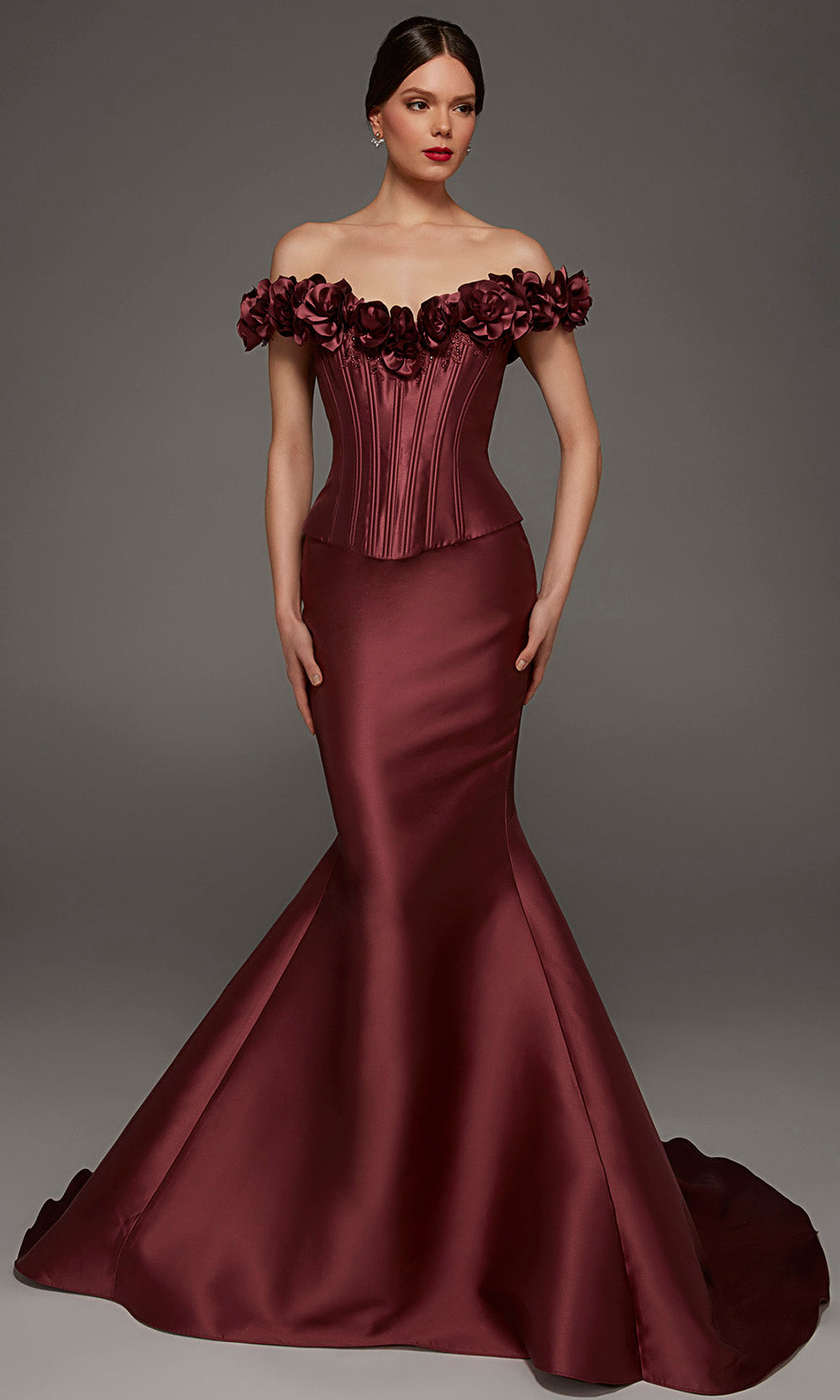 Alyce Paris 55015 - Corseted Bodice Floral Applique Long Gown Formal Gowns in Pink  