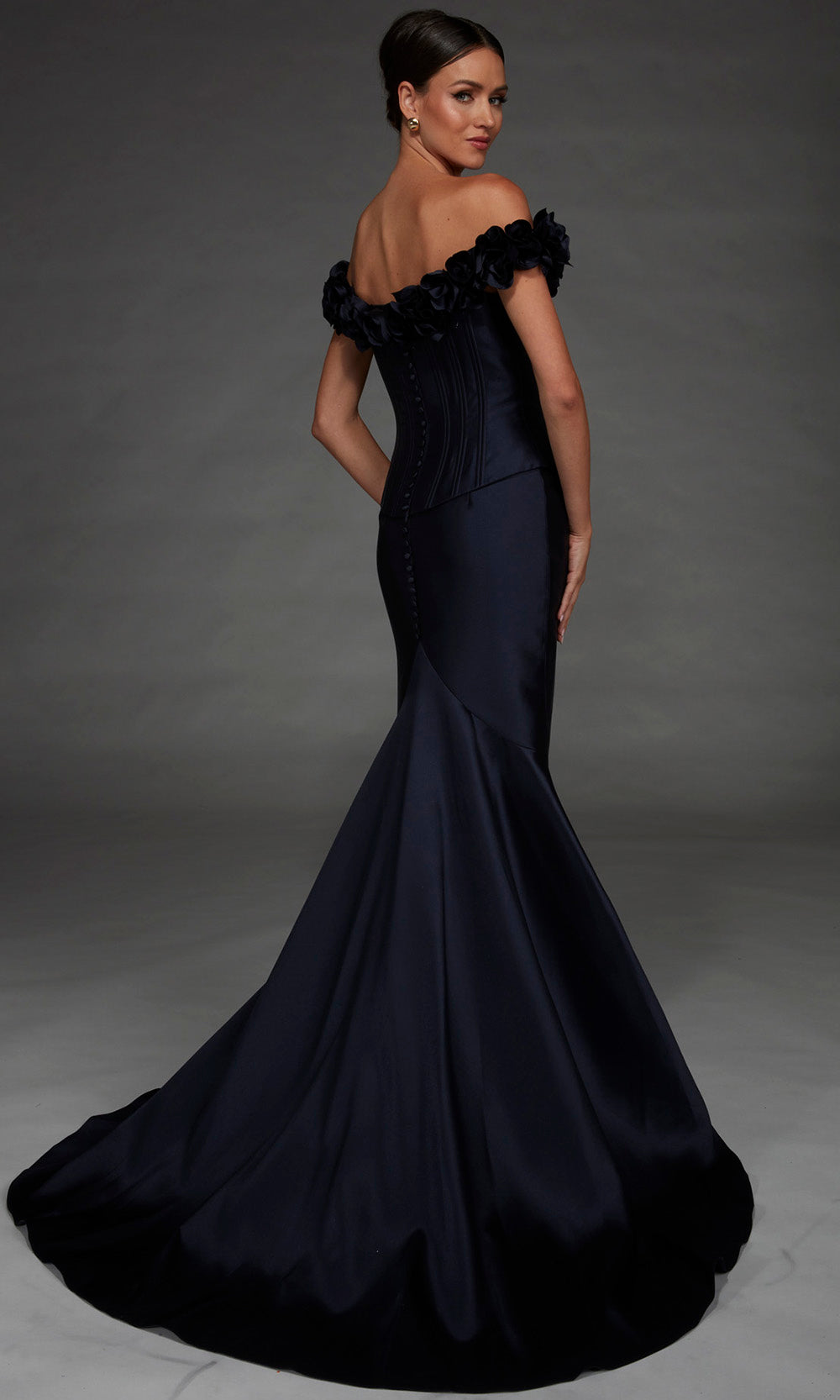 Alyce Paris 55015 - Corseted Bodice Floral Applique Long Gown Formal Gowns in Blue  