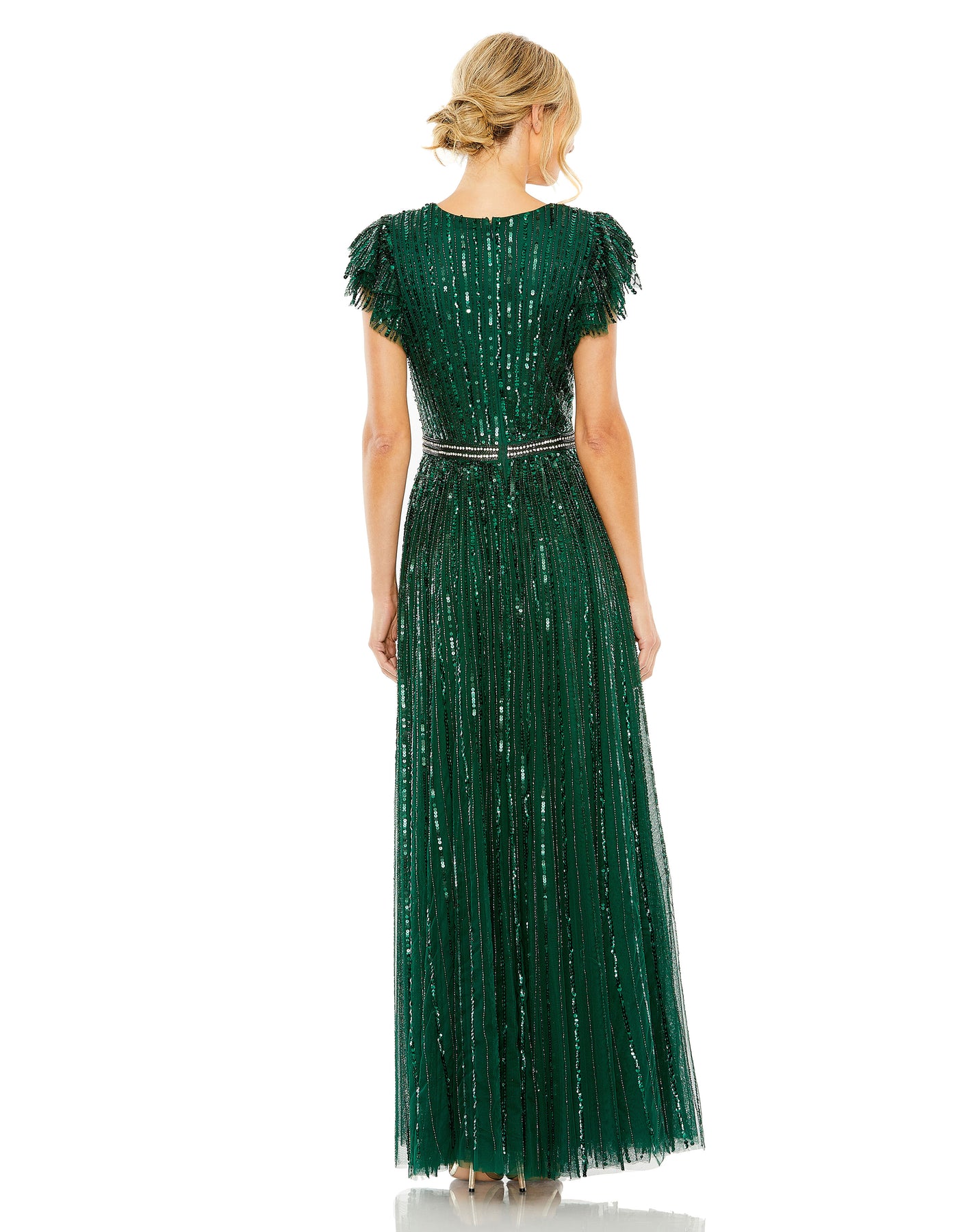 Mac Duggal 5502 - V-Neck Flutter Sleeve Evening Dress