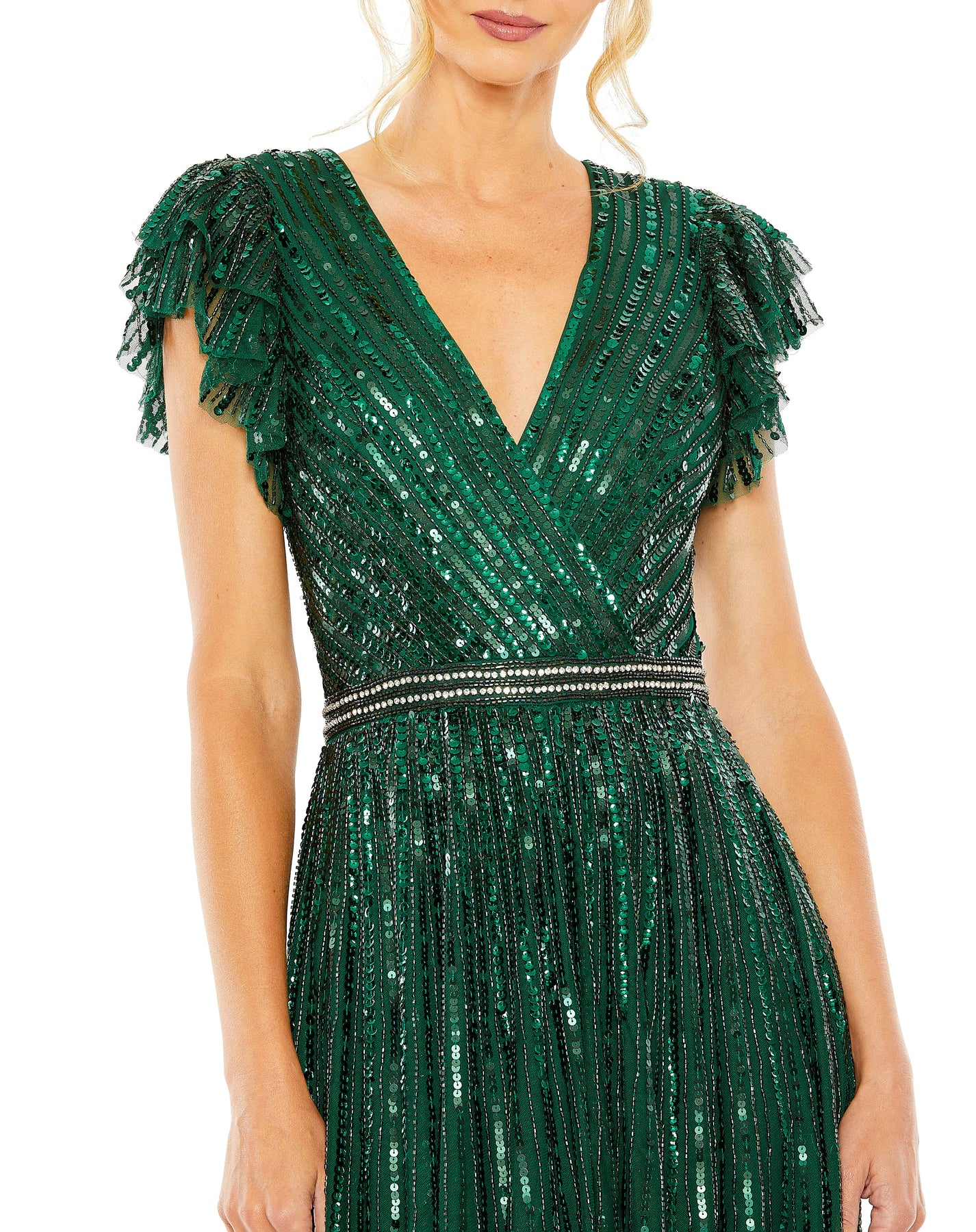 Mac Duggal 5502 - V-Neck Flutter Sleeve Evening Dress